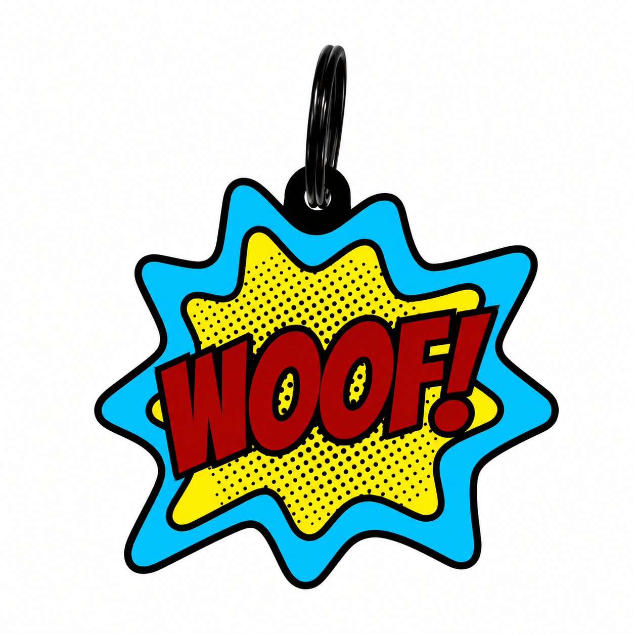 Woof! Comic Burst Dog ID Tag