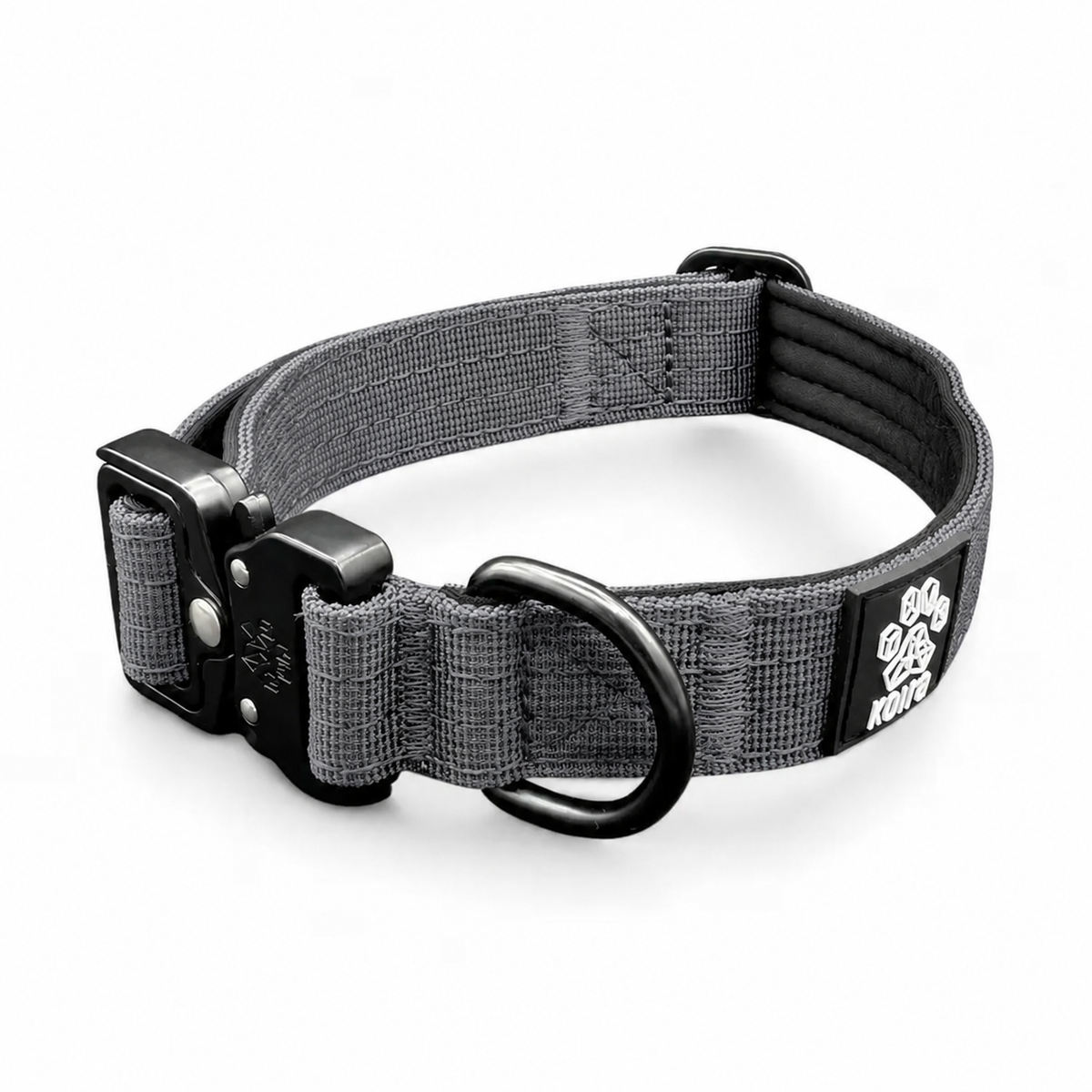 Durable Gray Nylon Dog Collar with Metal Buckle