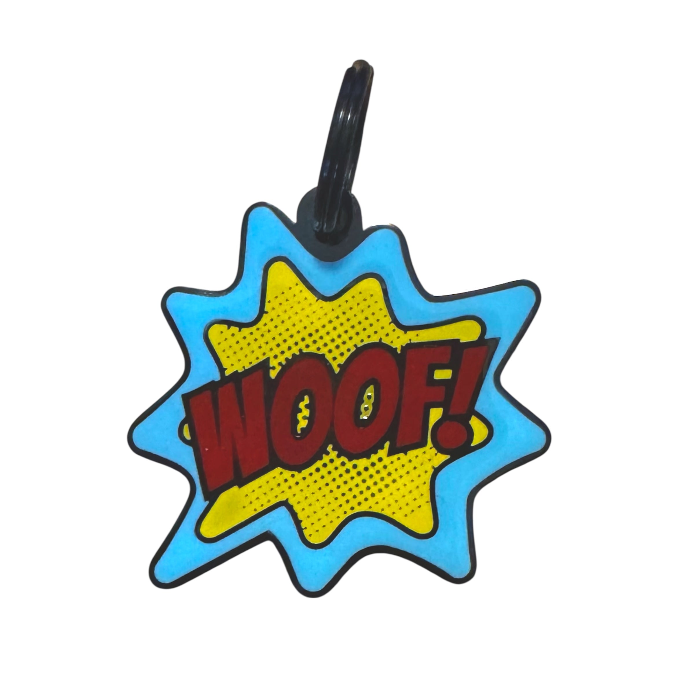 Woof! Comic Burst Dog ID Tag