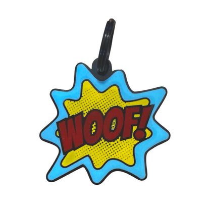 Woof! Comic Burst Dog ID Tag