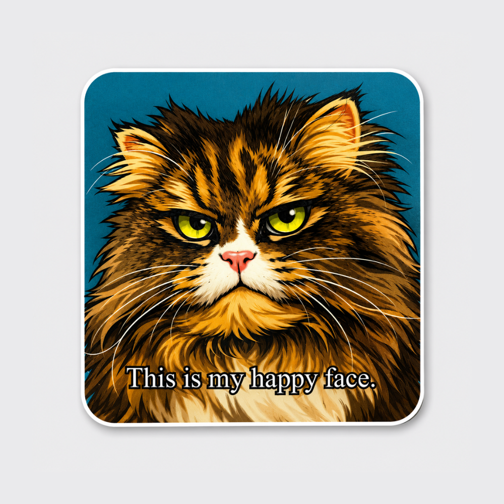 This Is My Happy Face Cat Sticker