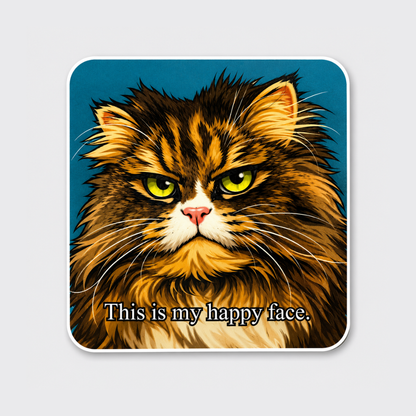 This Is My Happy Face Cat Sticker
